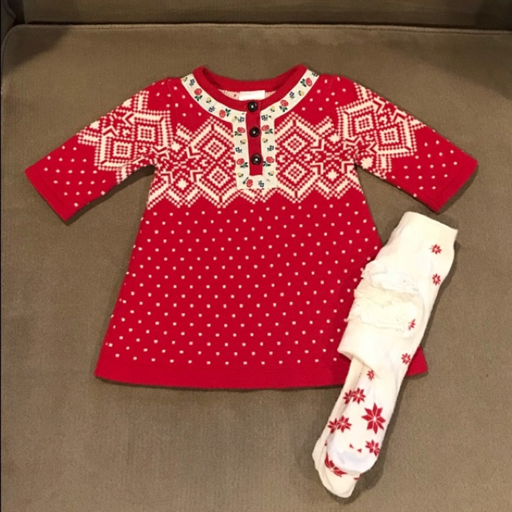 Hanna Andersson Snö Happy Dress and Tights